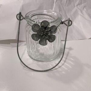 Small Versatile Jar Lantern Candle Holder Galvanized Metal Flower Hardware Decor